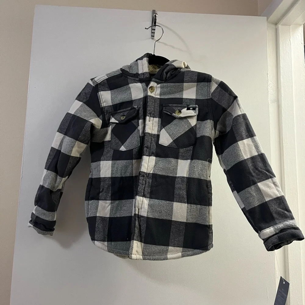 NWT LUCKY BRAND - Boys Plaid Button Down Lined Jacket - size 7